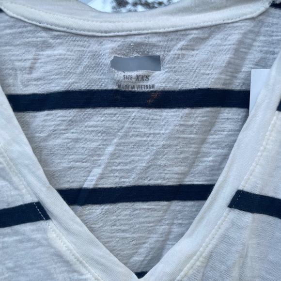 Madewell Whisper Cotton V Neck Tank White and Navy Blue Size XXS Front Pocket - Picture 4 of 4